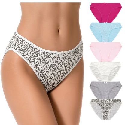 Women's 100% Cotton Bikini Briefs High Waist Underwear Panties