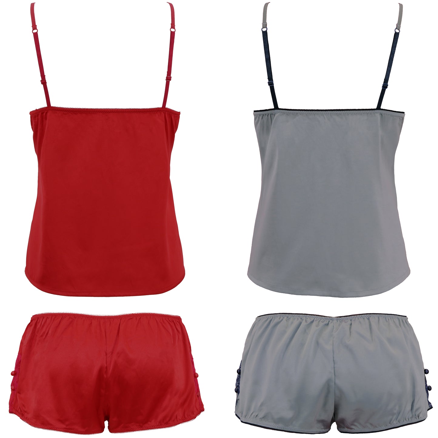 Women's Satin Lingerie Lace Camisole Tank Top With Shorts Pajama Set