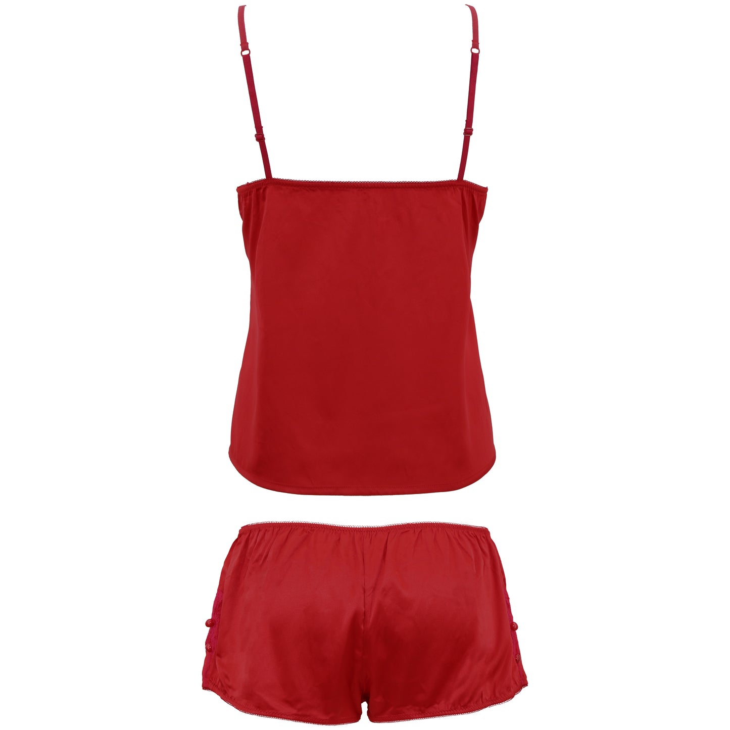 Women's Satin Lingerie Lace Camisole Tank Top With Shorts Pajama Set