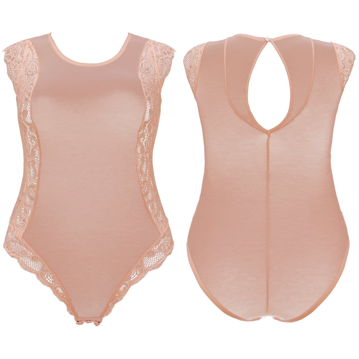 Women's Lingerie Lace Babydoll V Neck One Piece Mesh Bodysuit Nightwear