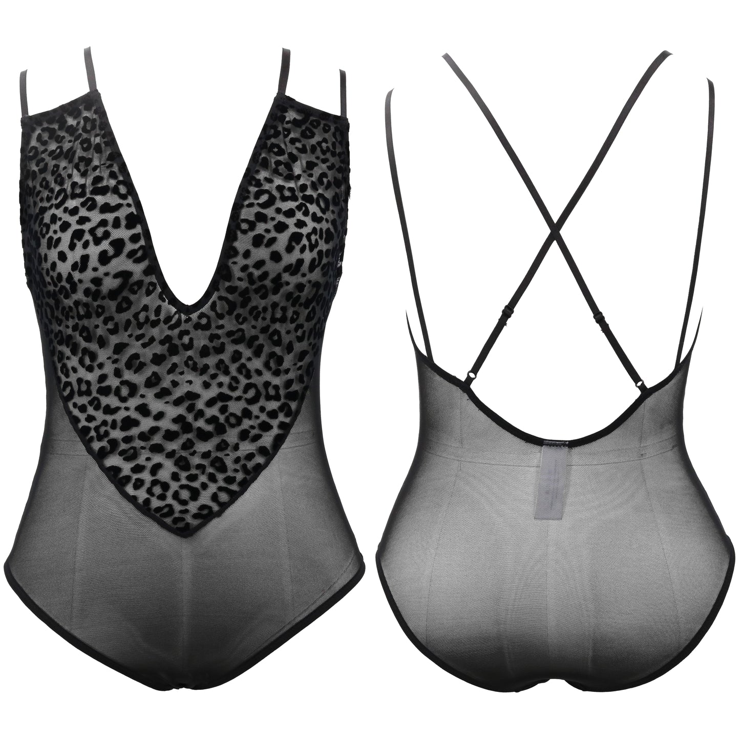 Women's Lingerie Lace Babydoll V Neck One Piece Mesh Bodysuit Nightwear