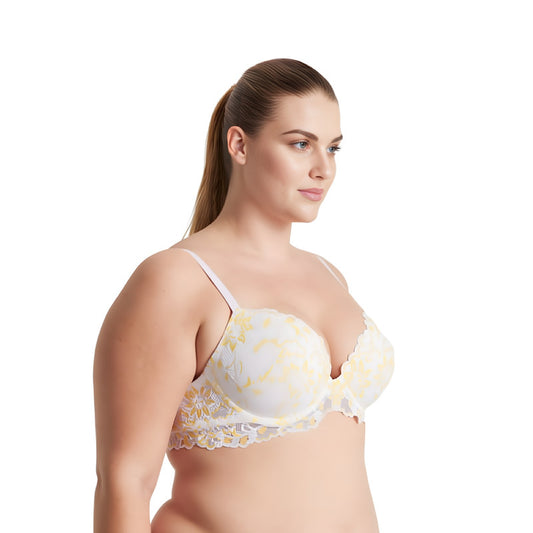 Women's Underwire Plus Size Push Up Add 1 and a Half Cup Lace Bras