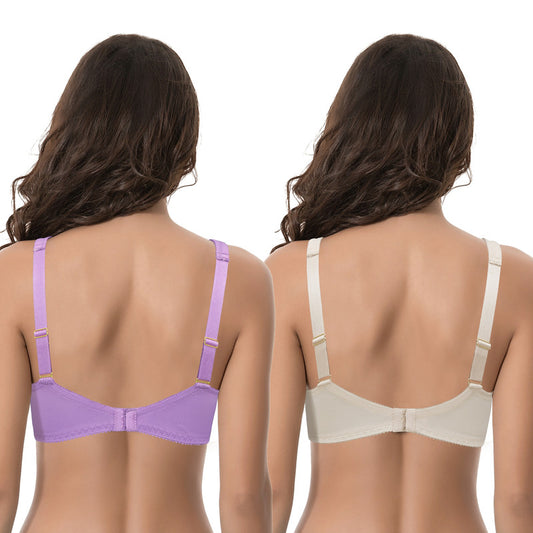 Women's Plus Size Unlined Underwire Lace Bra with Cushion Straps