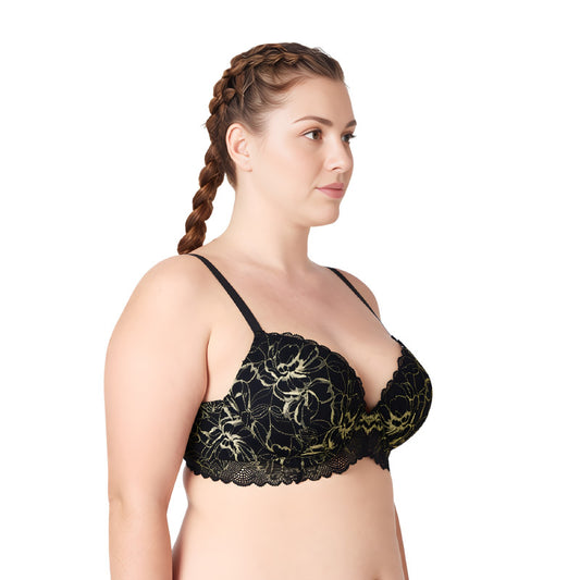 Women's Underwire Plus Size Push Up Add 1 and a Half Cup Lace Bras