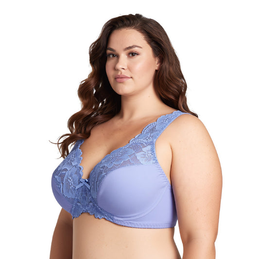 Women's Minimizer Unlined Underwire Bra with Lace Embroidery