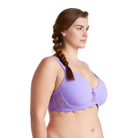 Women's Plus Size Unlined Underwire Lace Bra with Cushion Straps