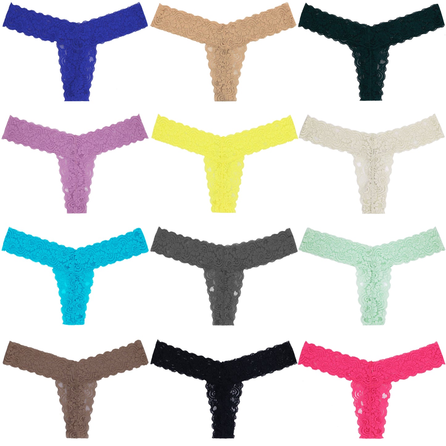 Women's Sexy Lace Thongs Low Rise One Size Panties