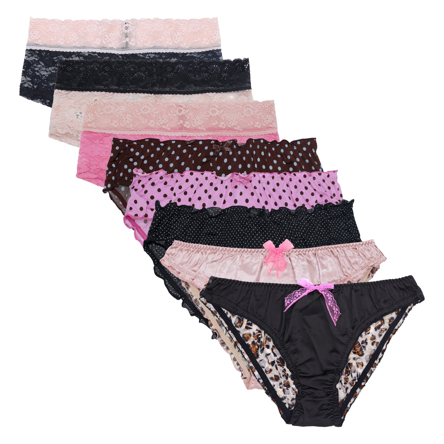 Women's Sexy Lace Bikini Hipster Panties Mid High Rise Briefs