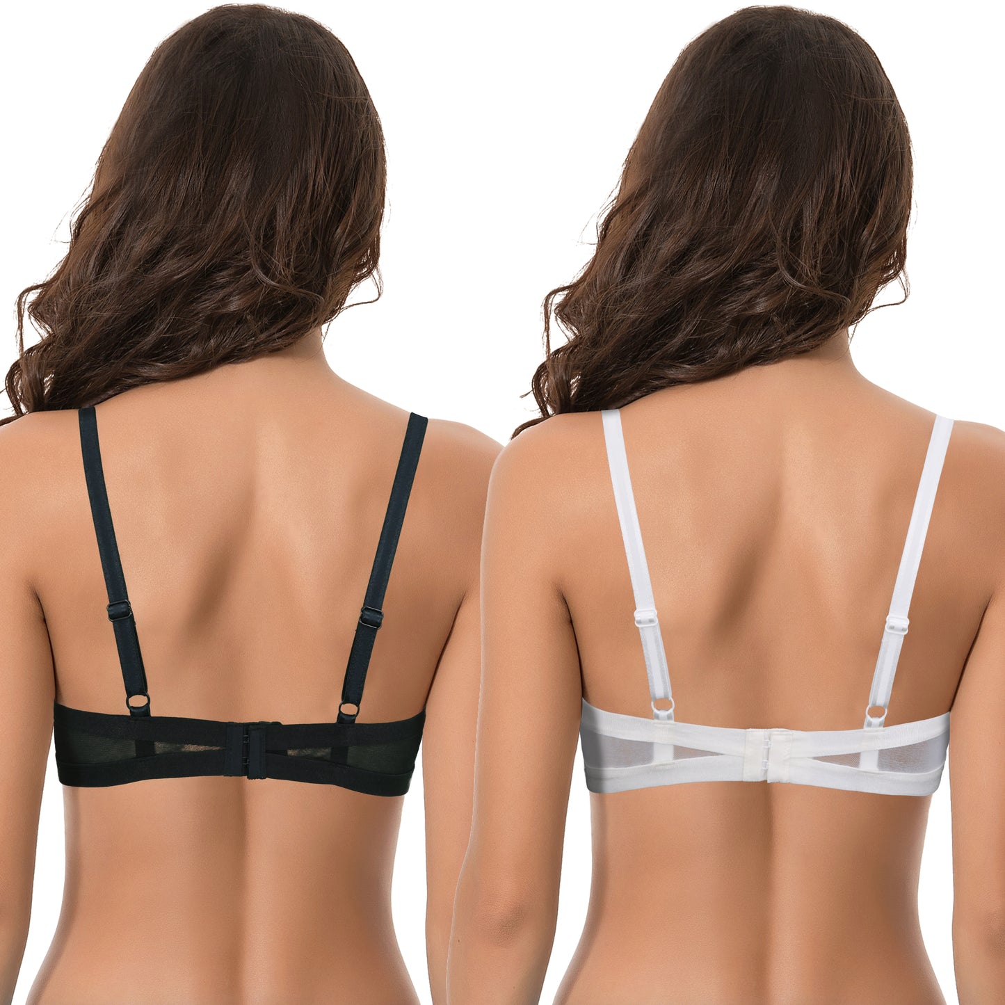 Women's Plus Size Push Up Add 1 Cup Underwire Perfect Shape Lace Bra-2PK