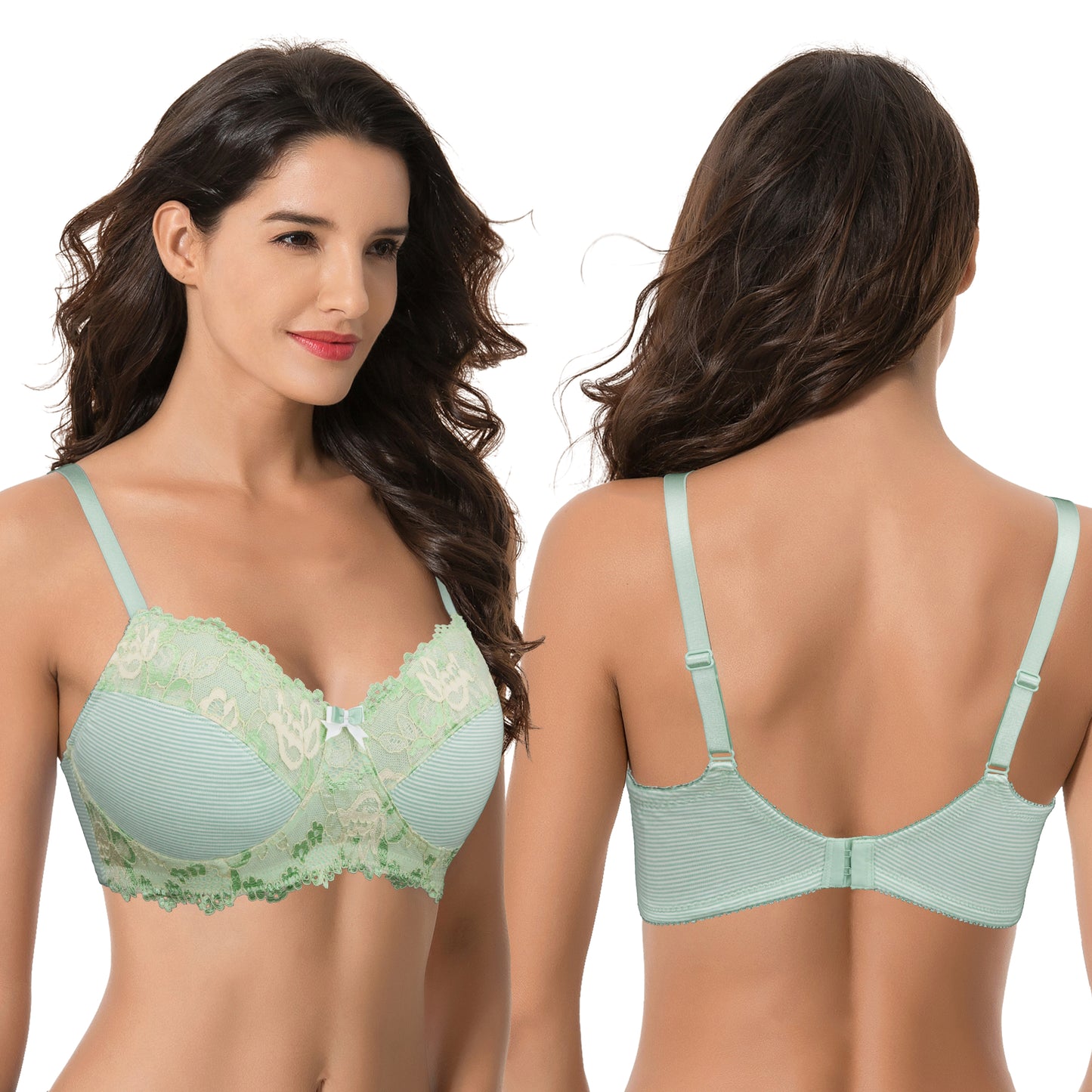 Women's Plus Size Minimizer Wirefree Unlined Bra With Lace Trim