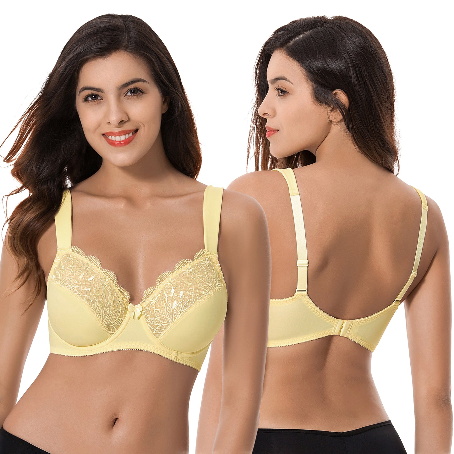 Plus Size Unlined Minimizer Underwire Bra with Embroidery Lace