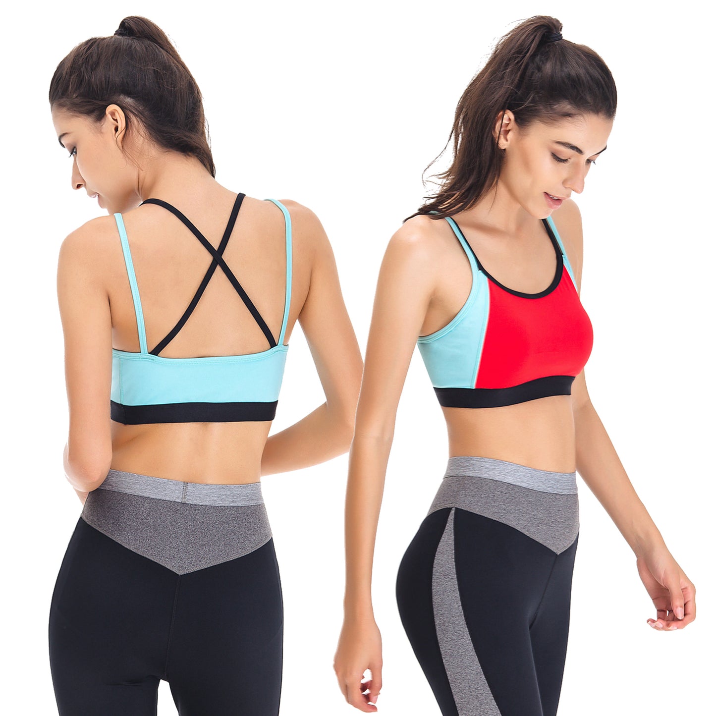 Women's Slim Fit Strappy Sports Bra-Medium Impact Yoga Activewear