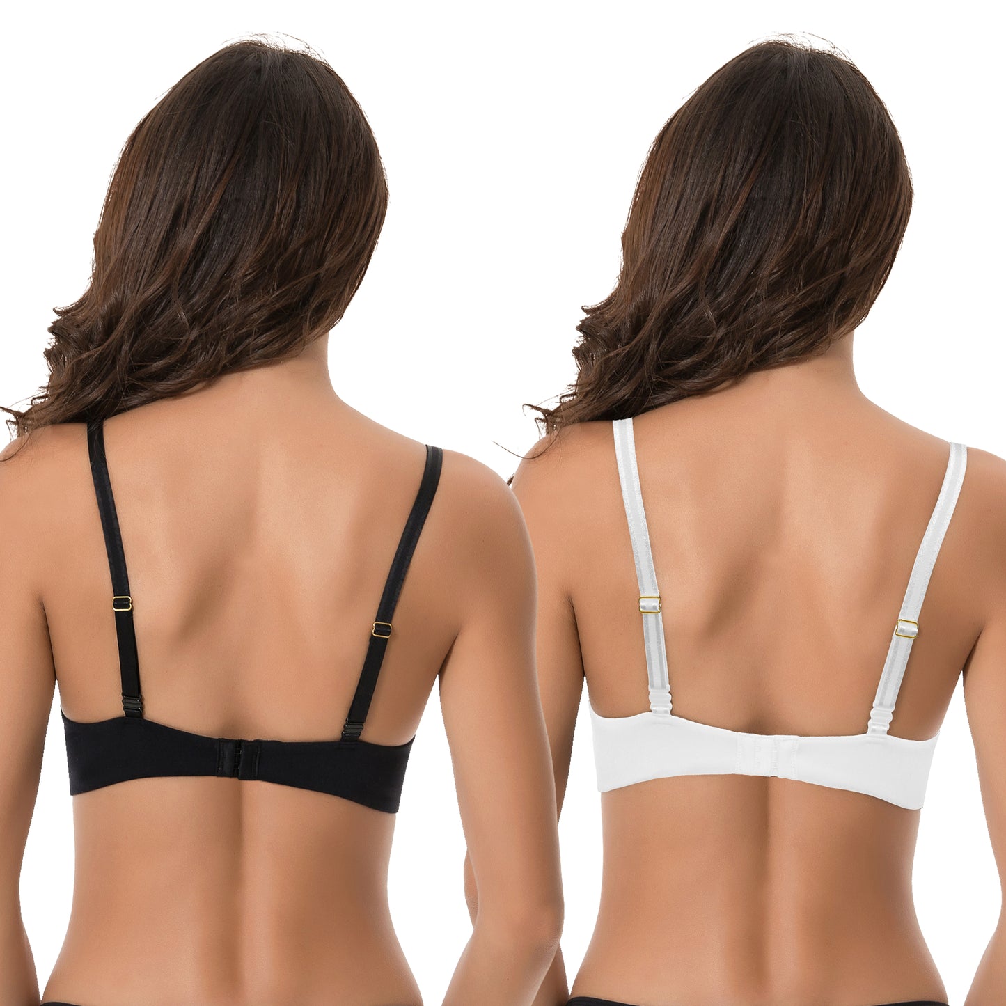 Women's Light Lift Add 1 Cup Push Up Underwire Convertible Tshirt Bra-2PK-BLACK,WHITE