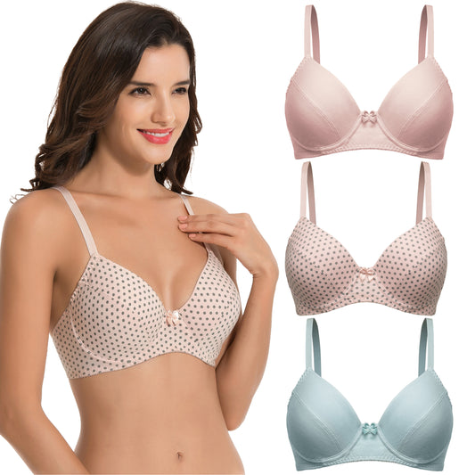 Women's Plus Size Cotton Unlined Balconette Underwire Bras
