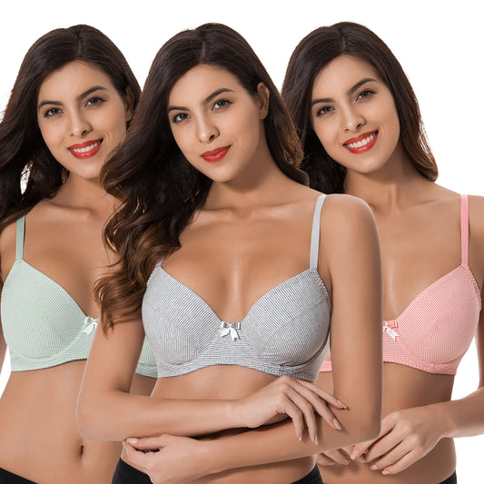 Women's Plus Size Underwired Unlined Balconette Cotton Bra