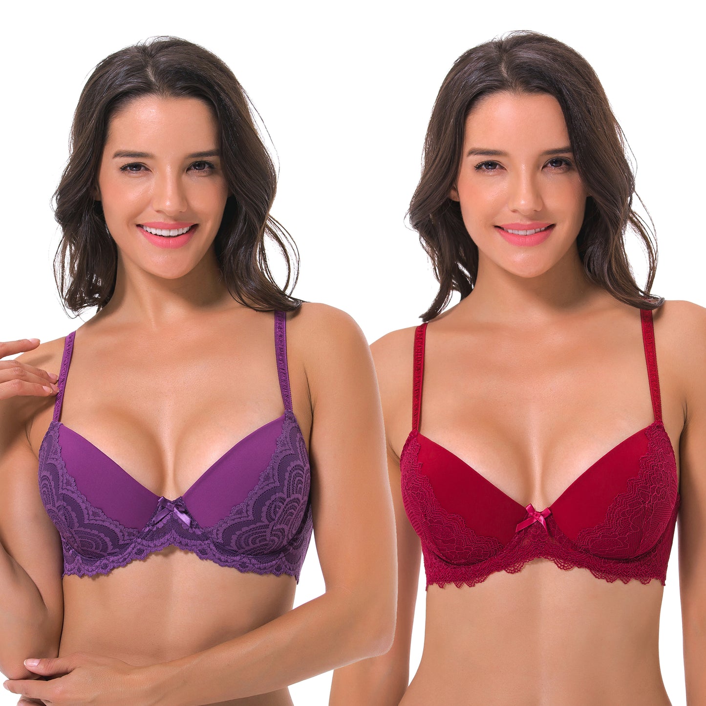Women's Plus Size Lightly Padded Underwire Balconette Bra