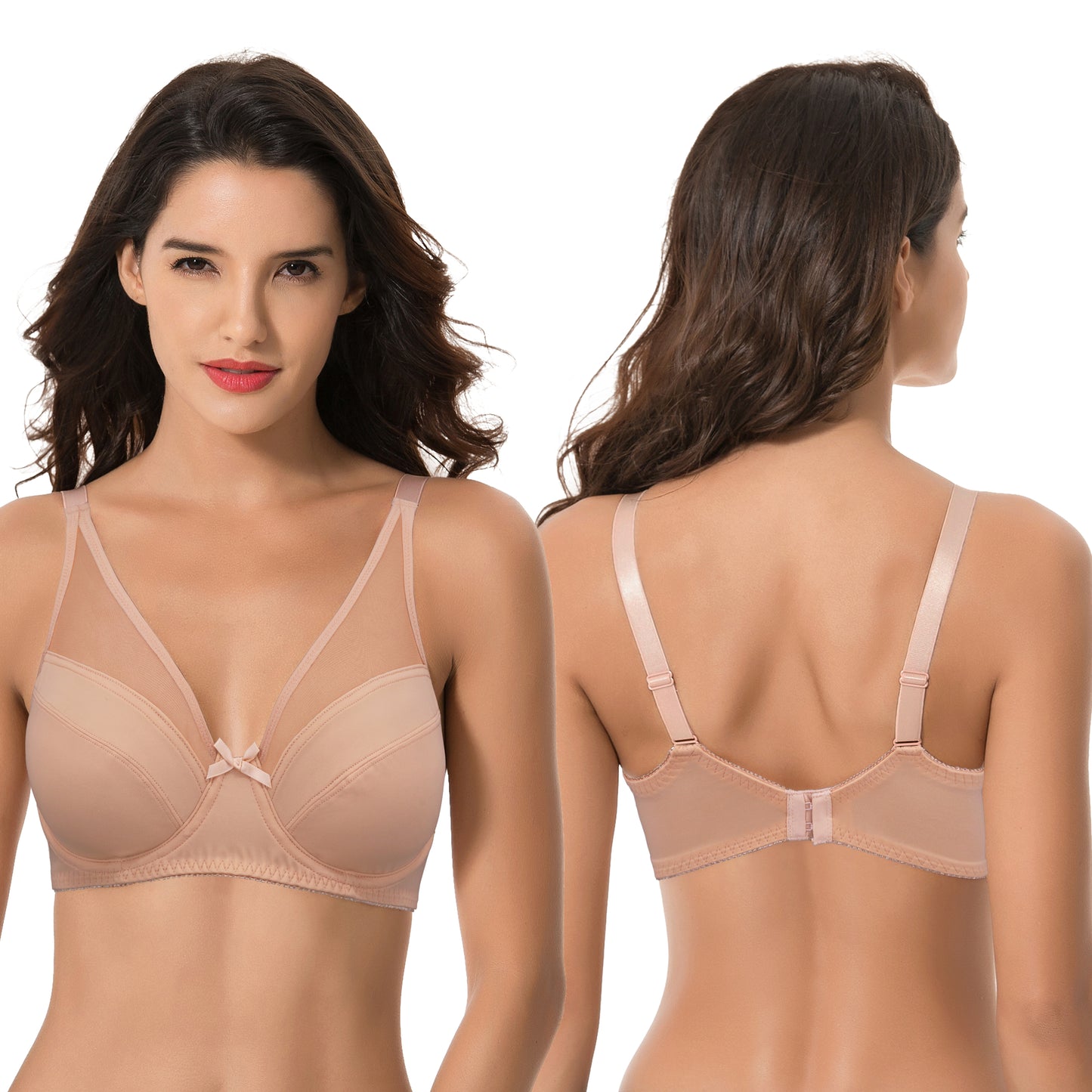 Plus Size Minimizer Underwire Bra with Floral and leopard Print-2pack
