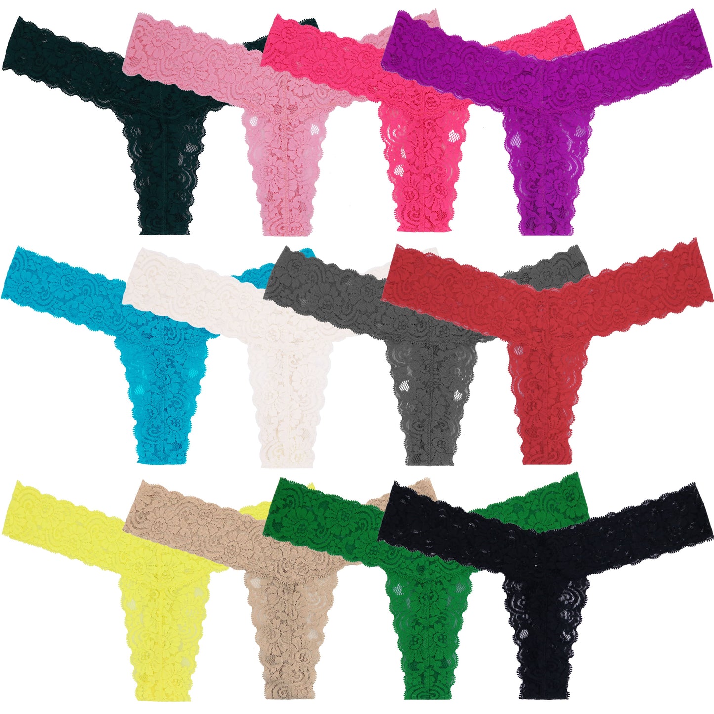 Women's Sexy Lace Thongs Low Rise One Size Panties