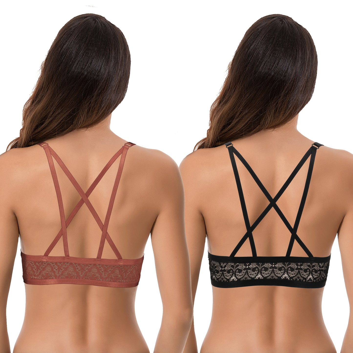 Women's Push Up Add 1 and a half Cup Underwire Halter Front Close Bras-2PK