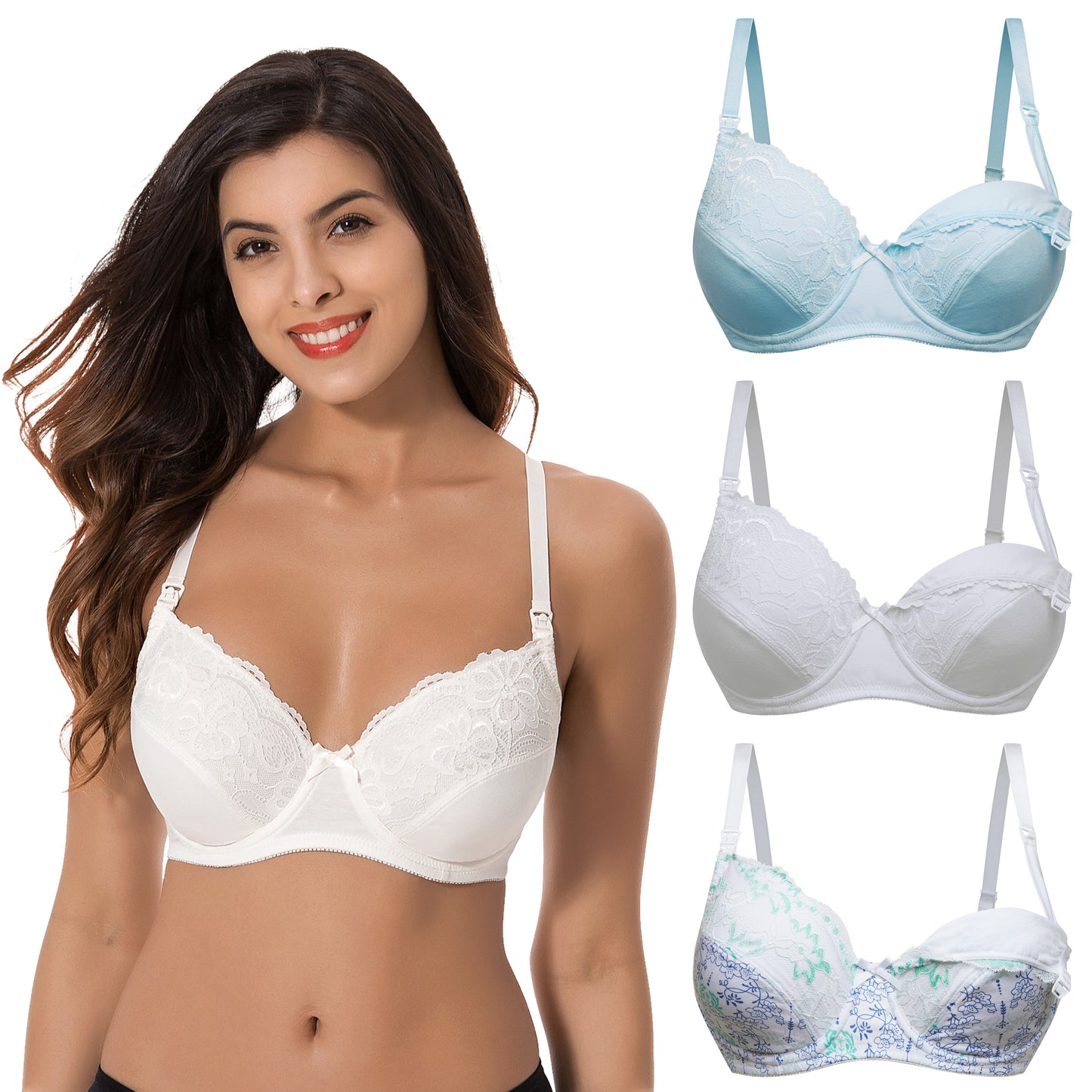 Plus Size Nursing Underwire Bra with drop-down cups (Pack of 3)