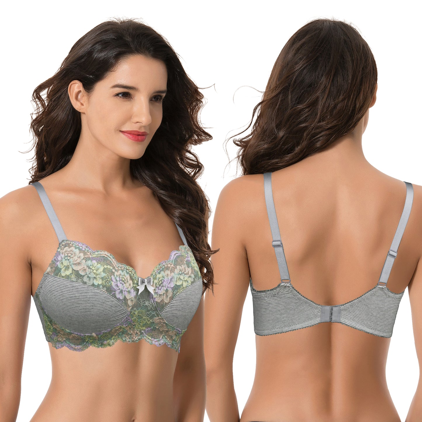 Women's Plus Size Minimizer Wirefree Unlined Bra With Lace Trim