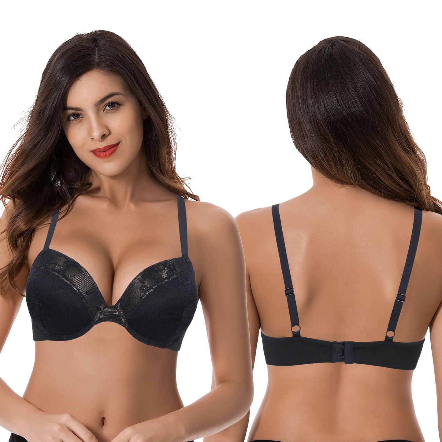Women's Plus Size Add 1 and a half Cup Push Up Underwire Lace Bras