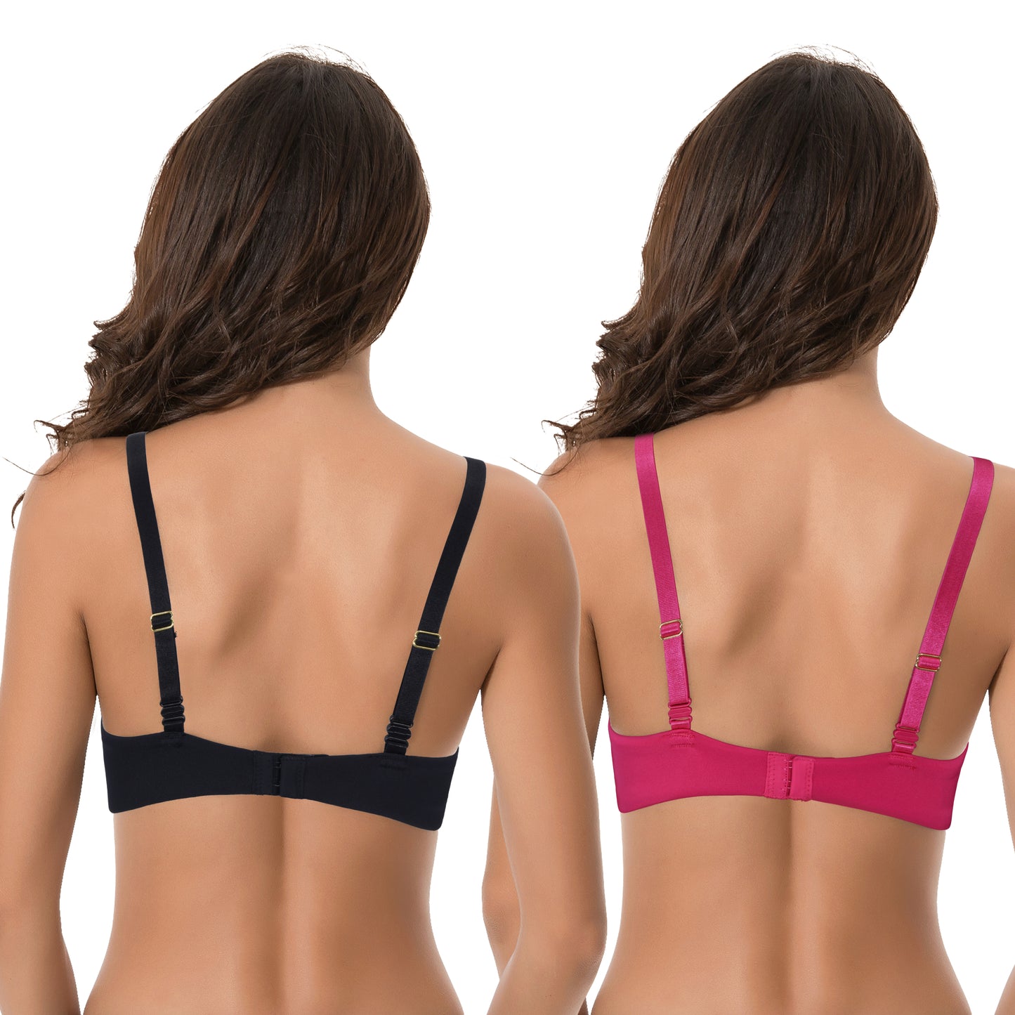 Women's Light Lift Underwire Convertible Add 1 Cup Push Up Tshirt Bra-2PK-Black,Red