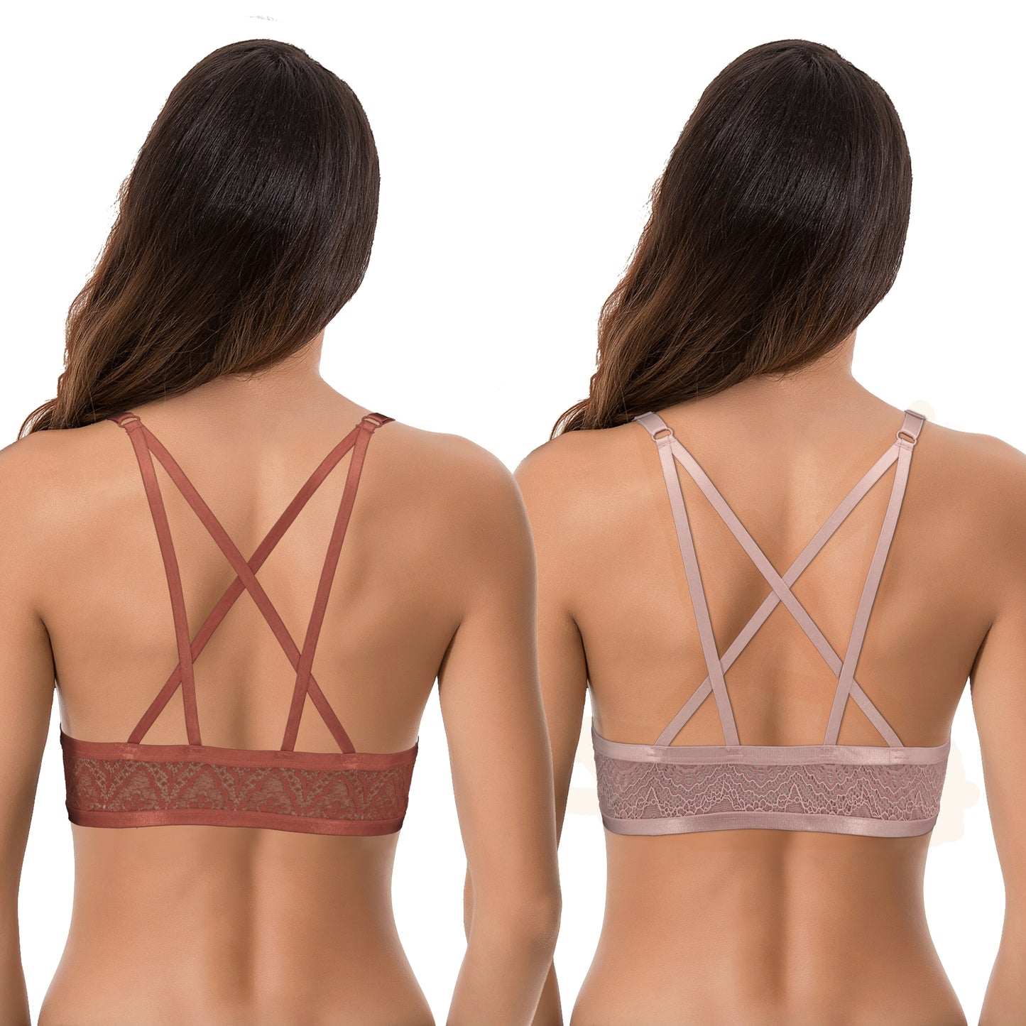 Women's Push Up Add 1 and a half Cup Underwire Halter Front Close Bras -2PK
