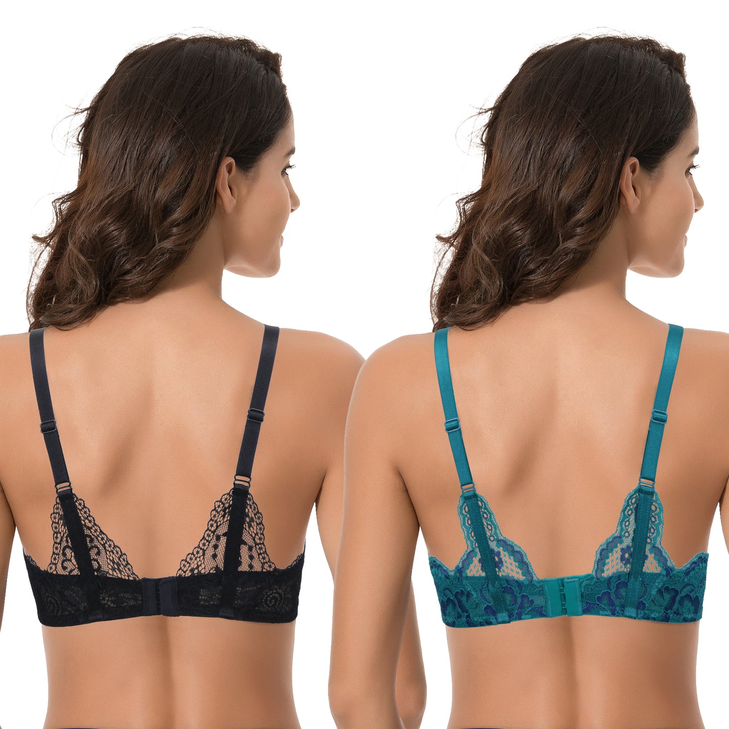 Womens Plus Size Push Up Add 1 Cup Underwire Perfect Shape Tshirt Bra-2PK