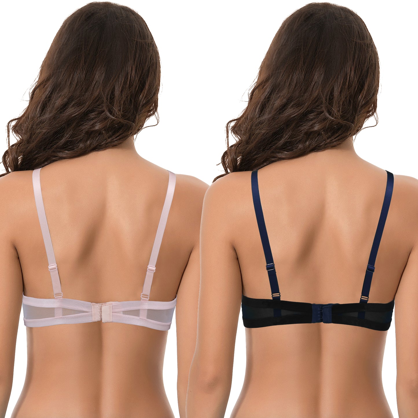 Women's Plus Size Push Up Add 1 Cup Underwire Perfect Shape Lace Bra-2PK