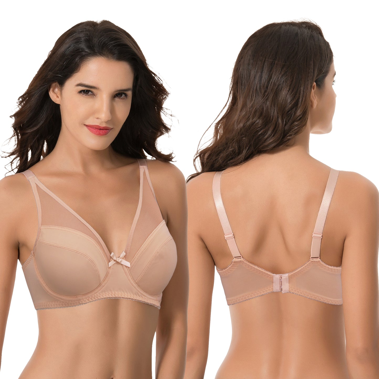 Plus Size Minimizer Underwire Bra with Floral and leopard Print-2pack