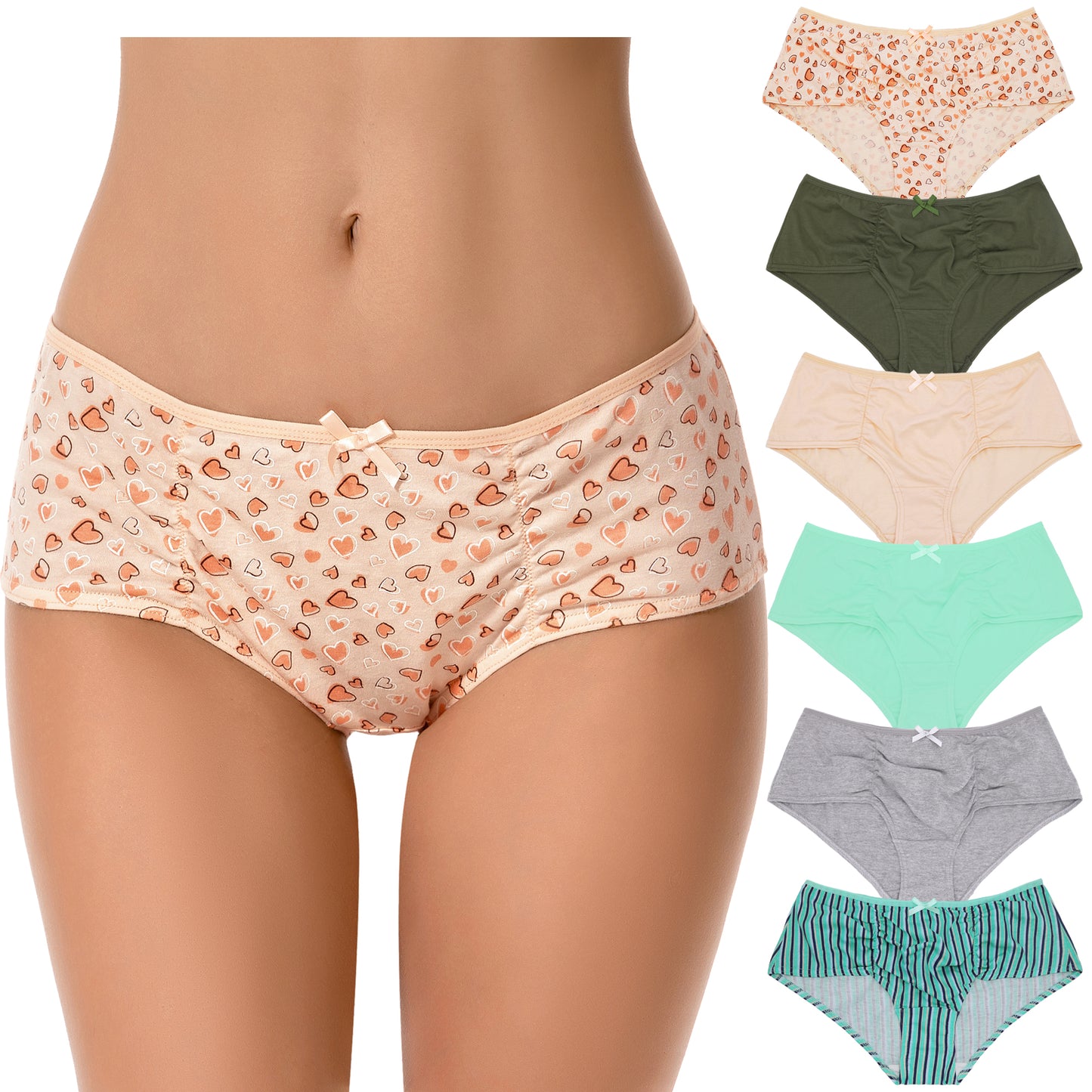 Women's Plus Size 100% Cotton Mid Waist Hipster Panties Underwear