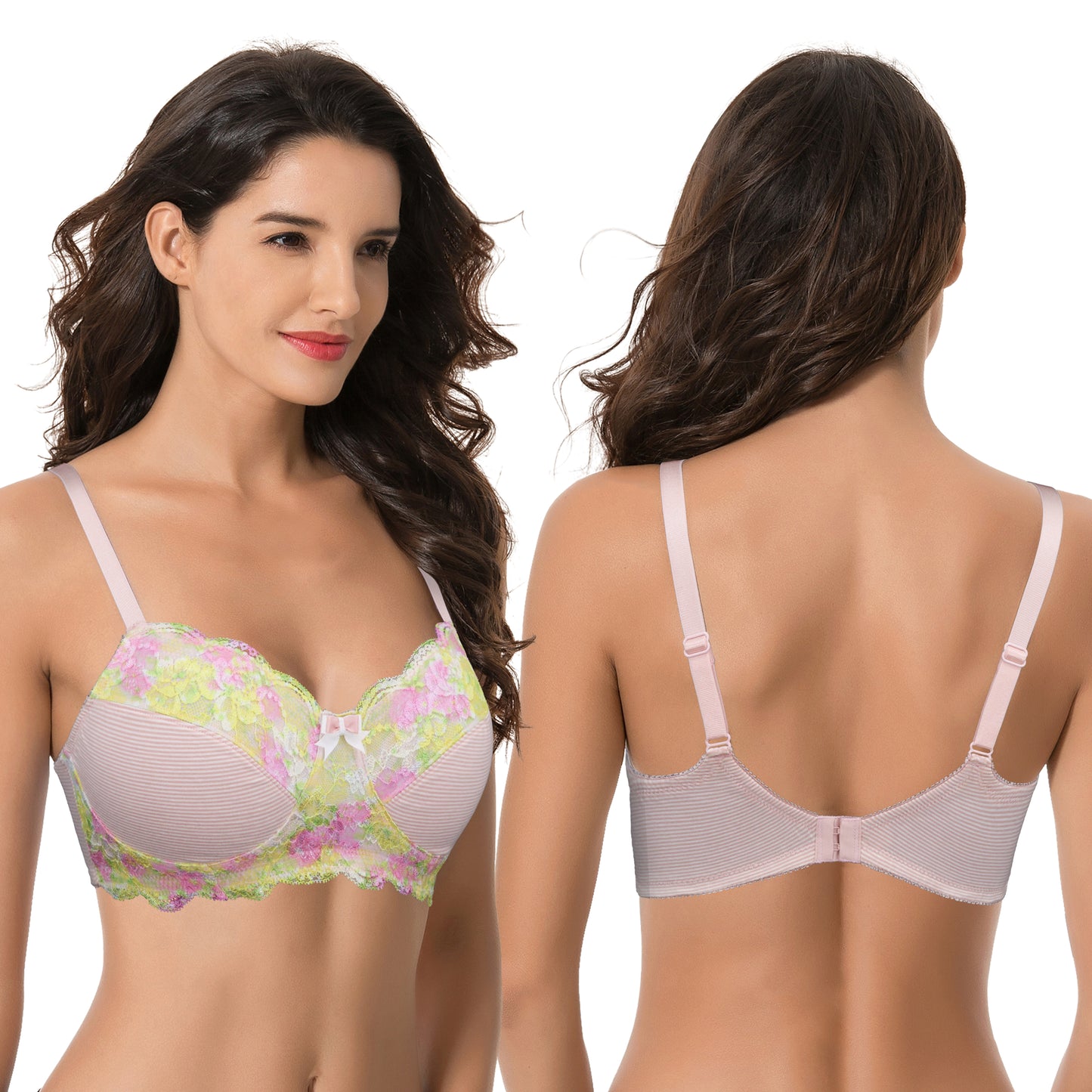 Women's Plus Size Minimizer Wirefree Unlined Bra With Lace Trim