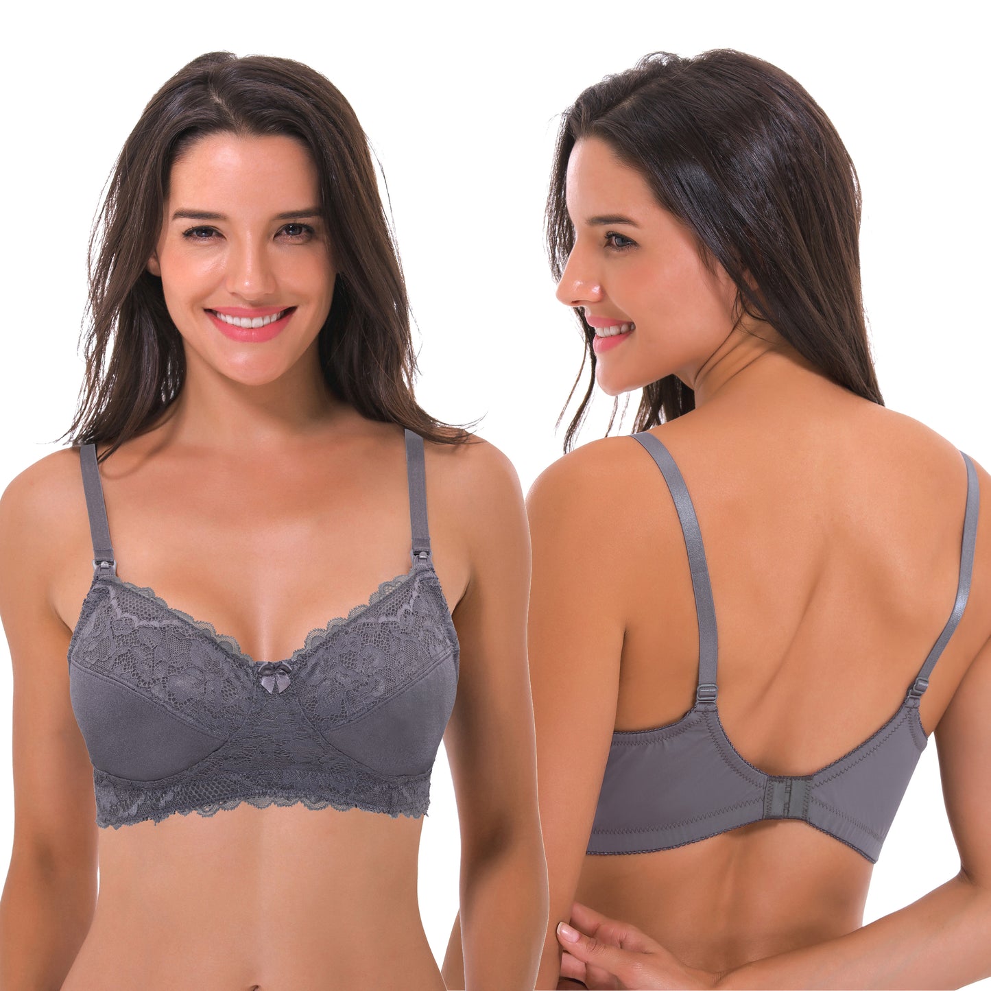 Women's Nursing Plus Size Wirefree Unlined Maternity Lace Trim Bra