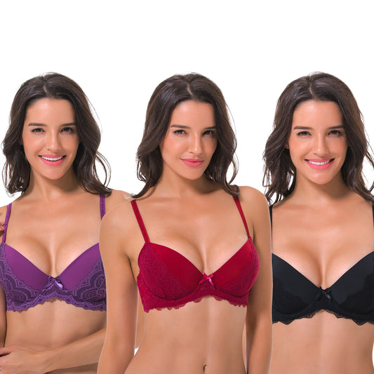 Women's Plus Size Lightly Padded Underwire Balconette Bra