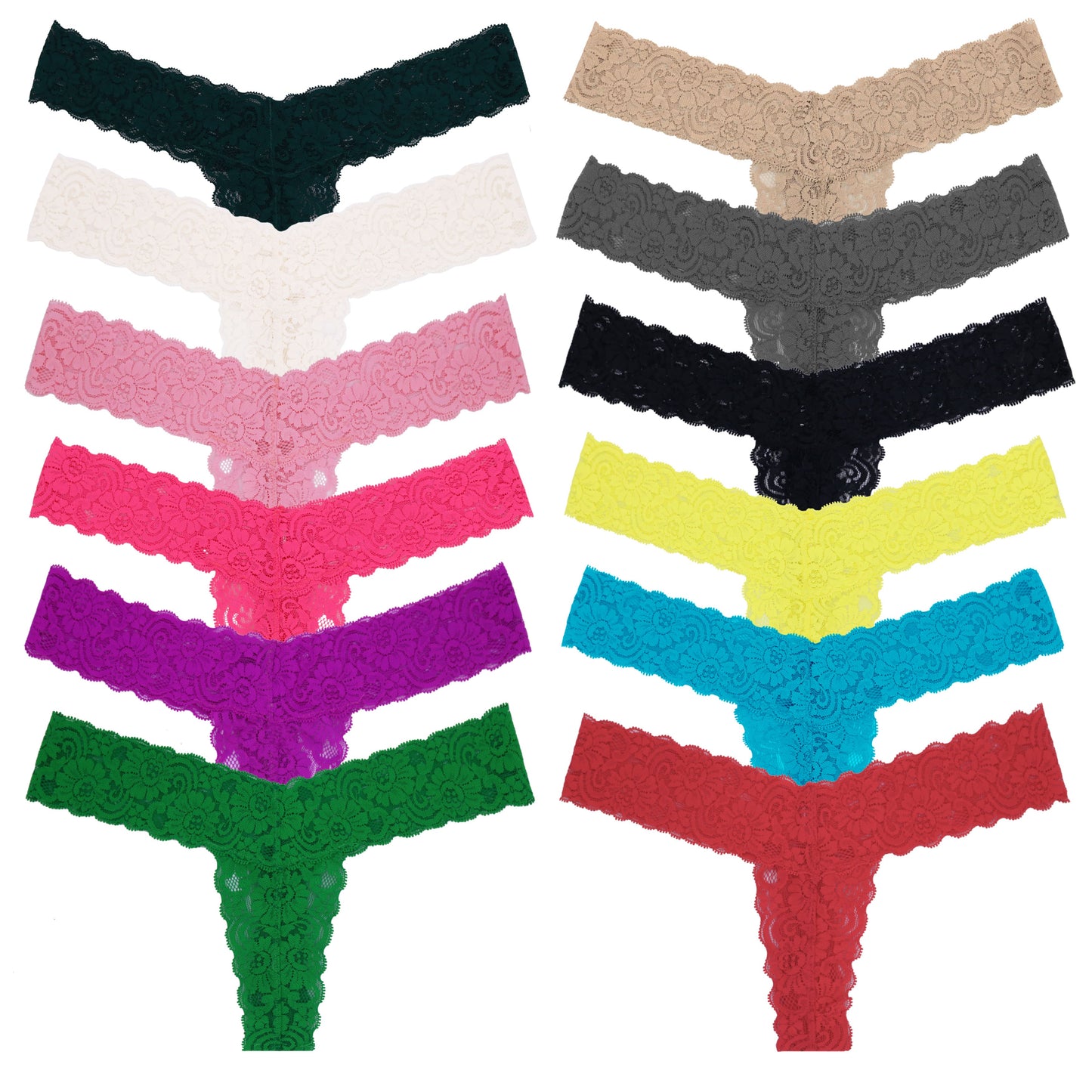 Women's Sexy Lace Thongs Low Rise One Size Panties