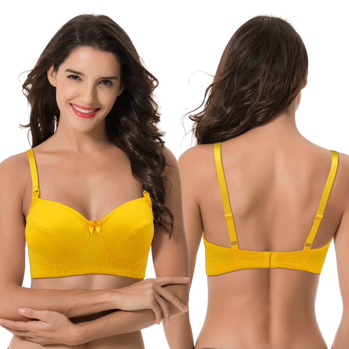 Women's Nursing Plus Size Wirefree Unlined Maternity Lace Trim Bra