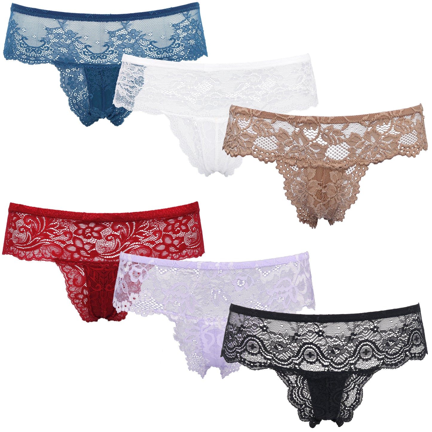Women's Low Rise Sexy Sheer Lace Thongs Panties