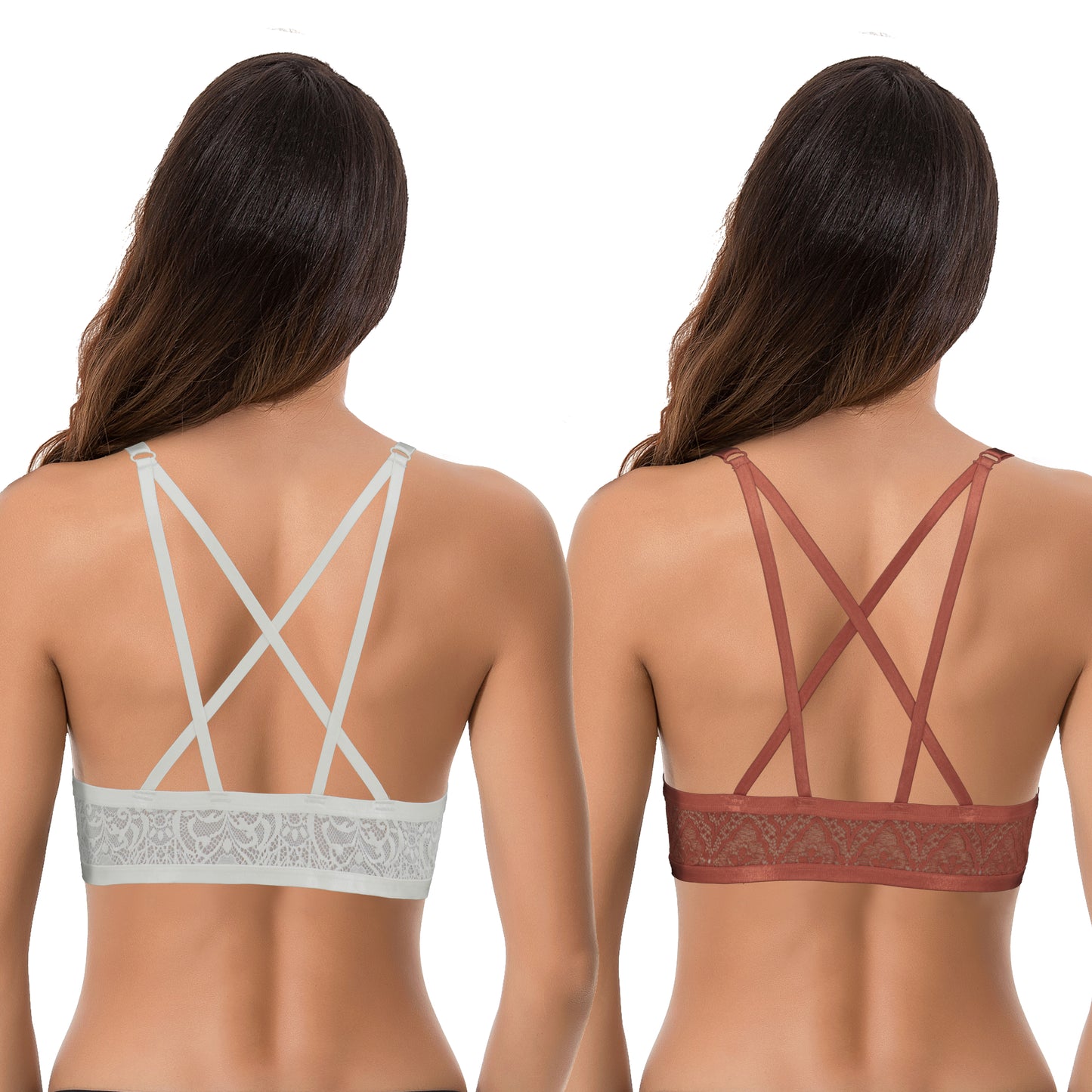 Women's Push Up Add 1 and a half Cup Underwire Halter Front Close Bras -2PK-LIGHT GREY,RUST