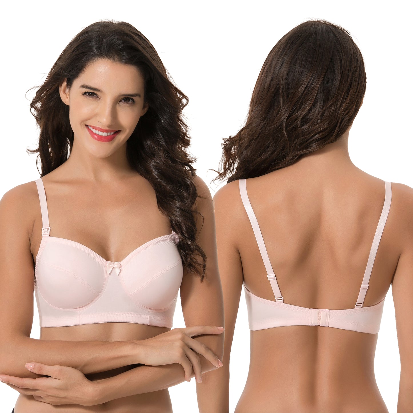 Women's Nursing Plus Size Wirefree Unlined Maternity Lace Trim Bra