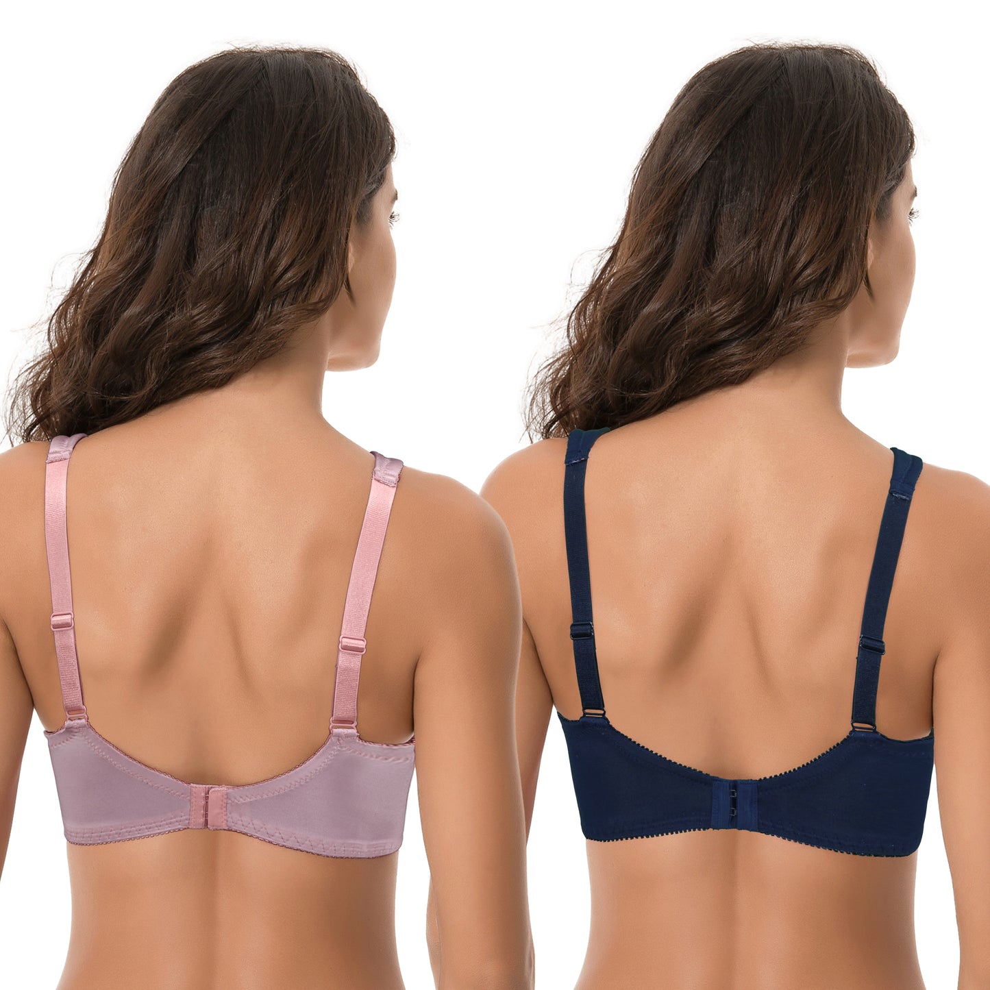 Women's Plus Size Unlined Underwire Lace Bra with Cushion Straps