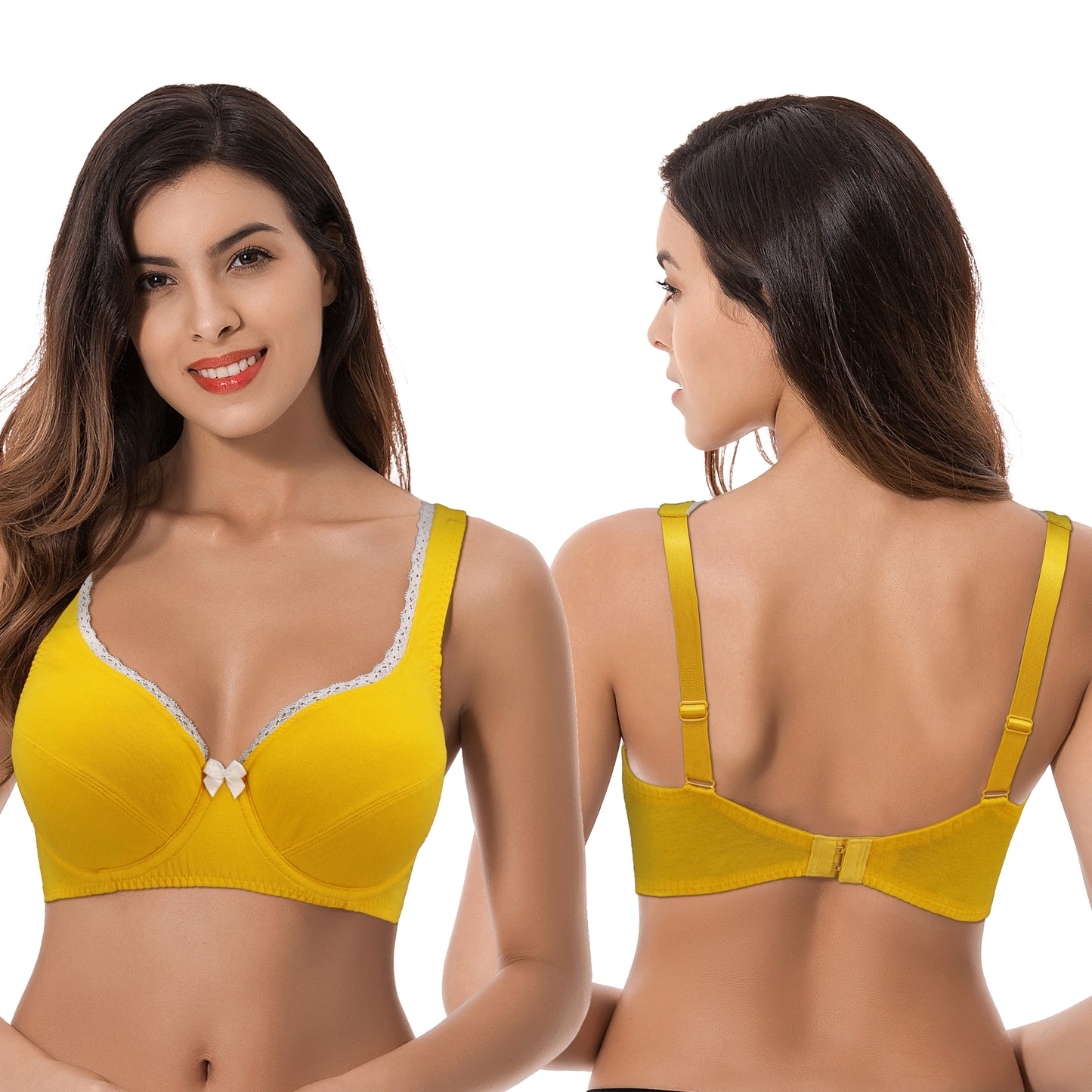 Women's Unlined Plus Size Comfort Cotton Underwire Bra-OLIVE/MULTI,YELLOW