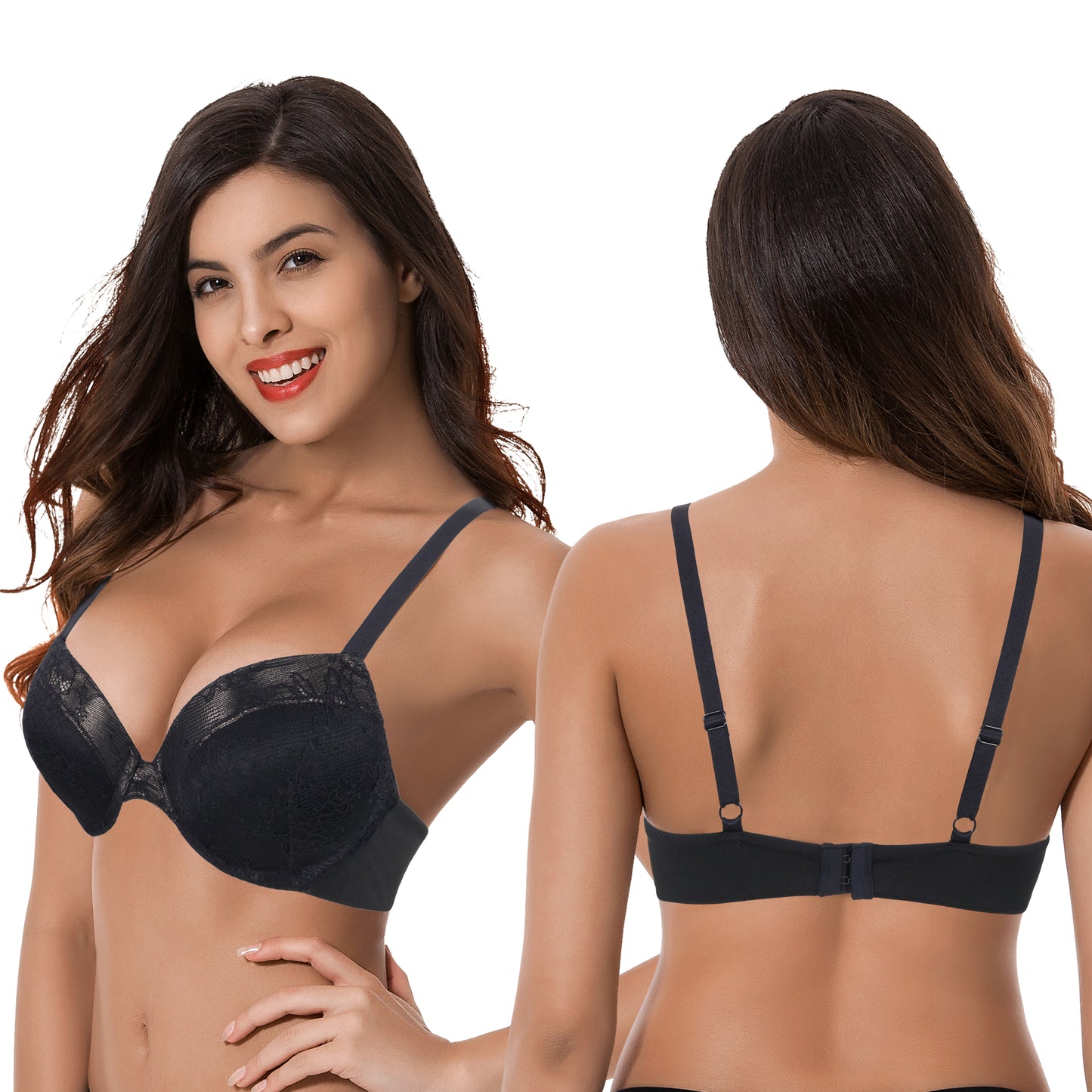 Women's Plus Size Add 1 and a half Cup Push Up Underwire Lace Bras