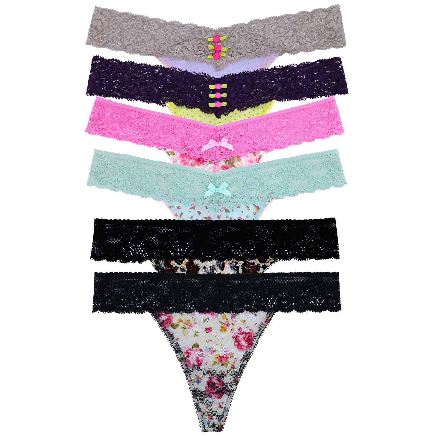 Women's Low Rise Sexy Sheer Lace Thongs Panties