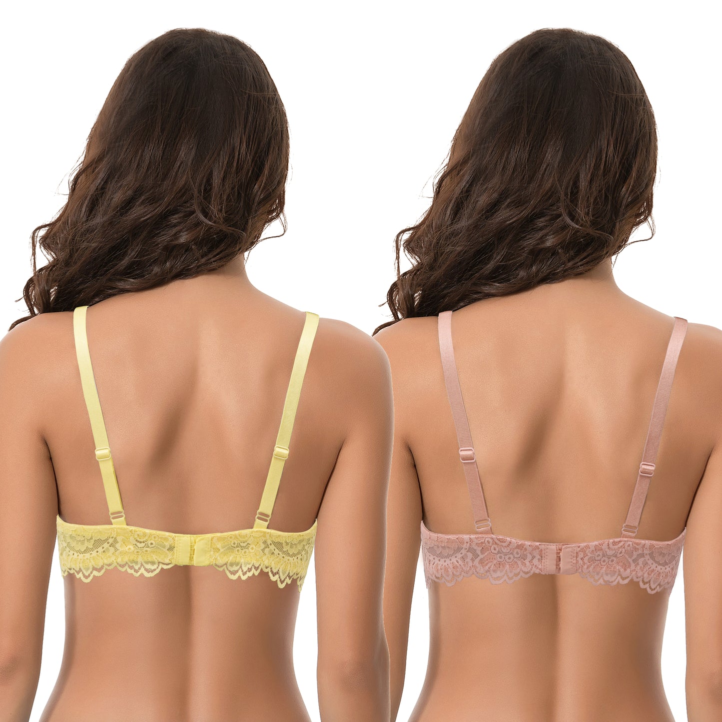 Women's Underwire Plus Size Push Up Add 1 and a Half Cup Lace Bras