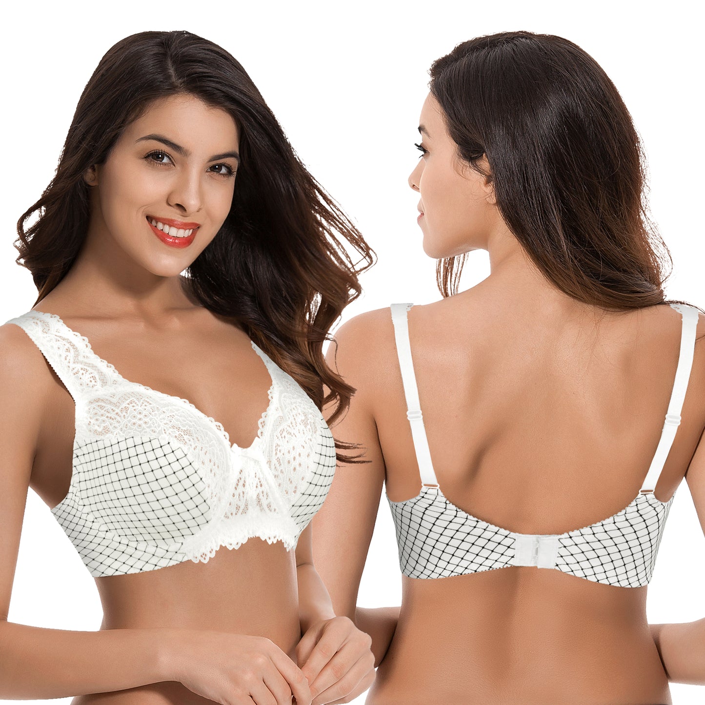 Women's Minimizer Unlined Underwire Bra With Lace Embroidery