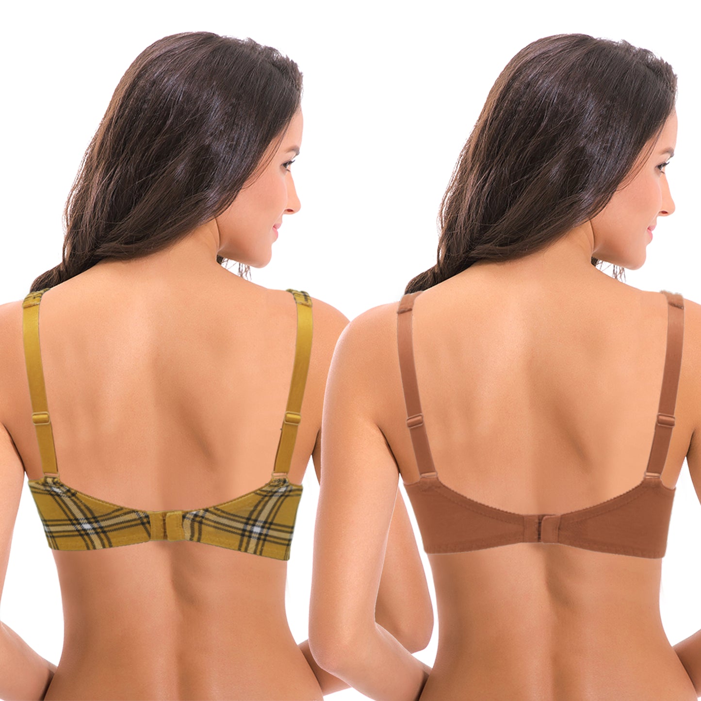Women's Plus Size Unlined Underwire Lace Bra with Cushion Straps-2PK