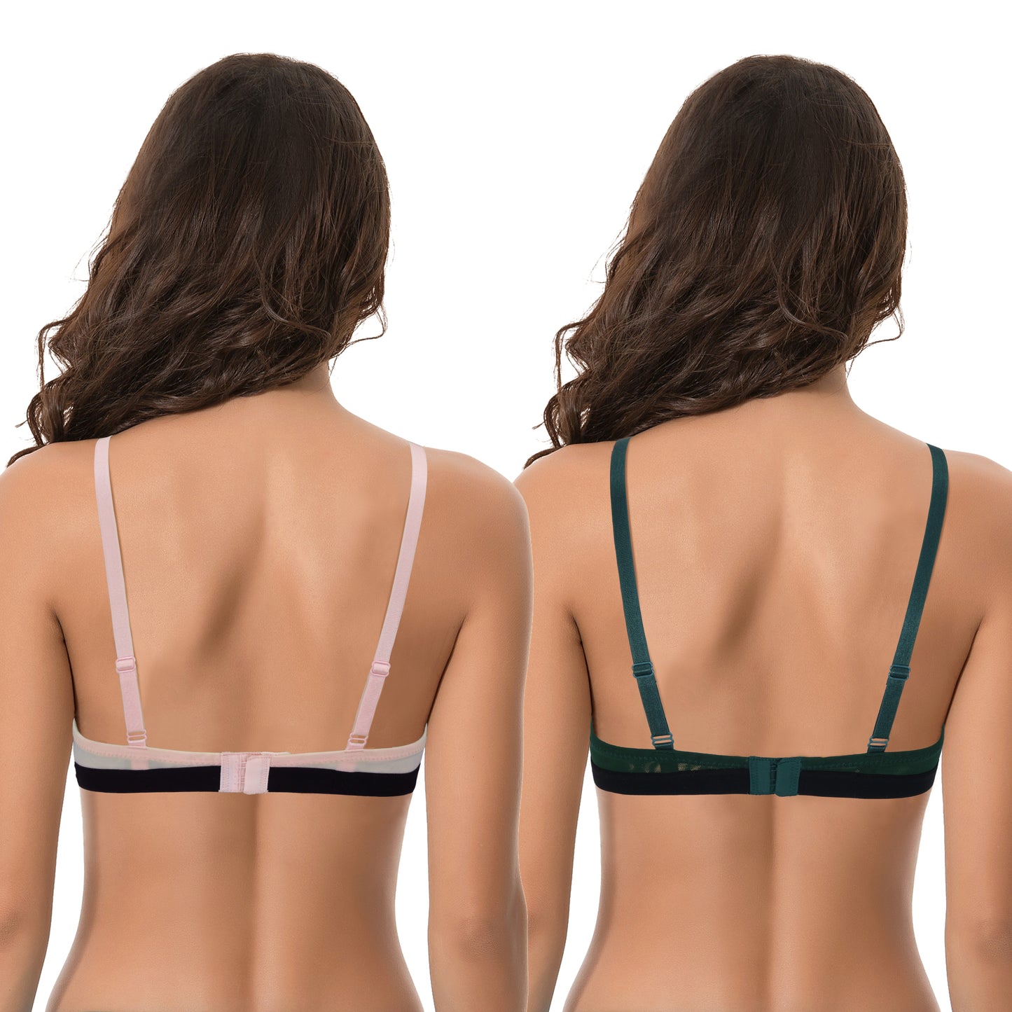 Women's Plus Size Add 1 and a half Cup Push Up Underwire Lace Bras -2PK