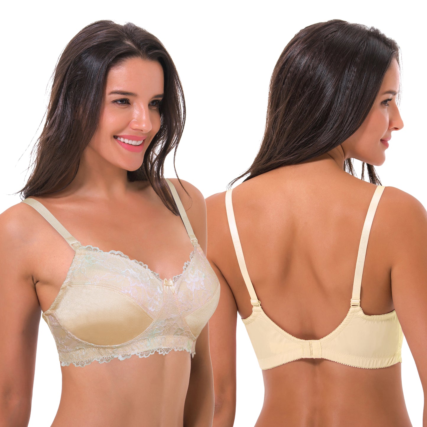 Women's Nursing Plus Size Wirefree Unlined Maternity Lace Trim Bra