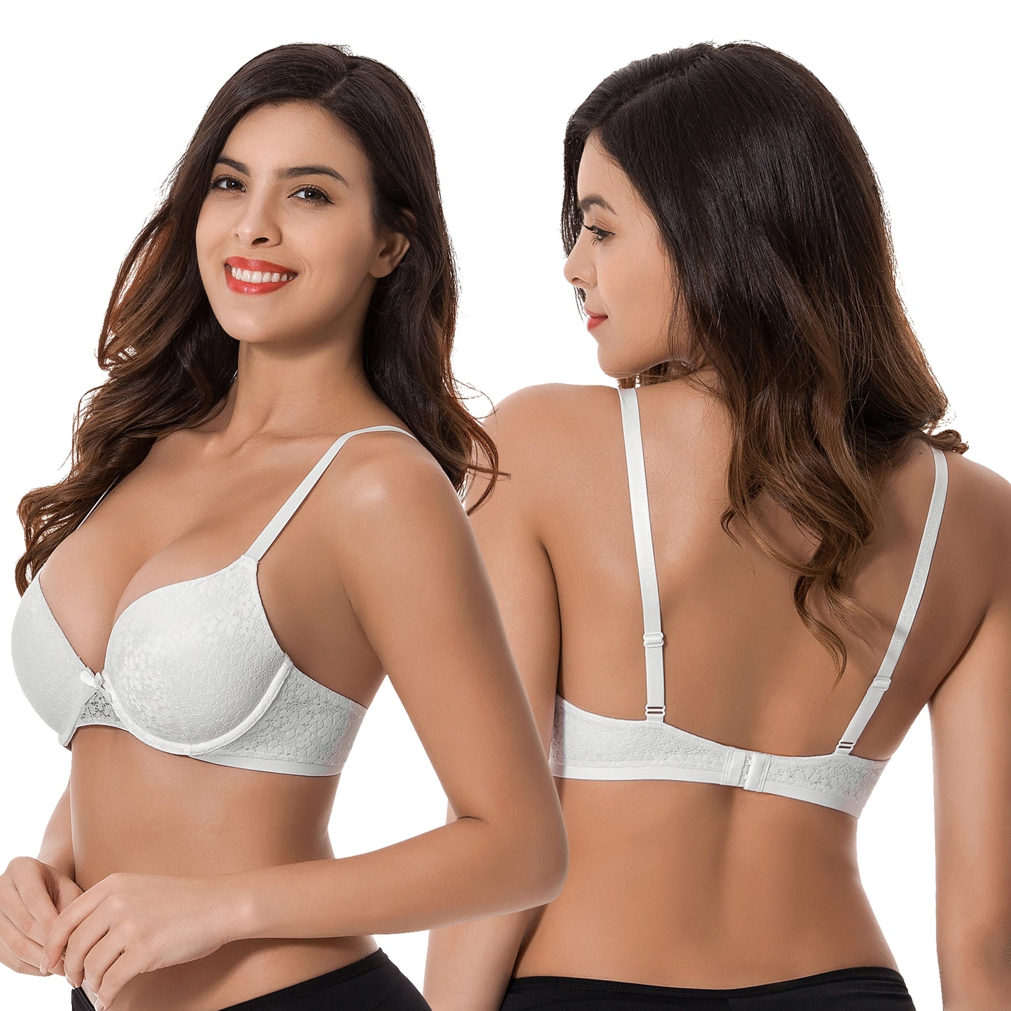 Women's Plus Size Perfect Shape Add 1 Cup Push Up Underwire Lace Bras